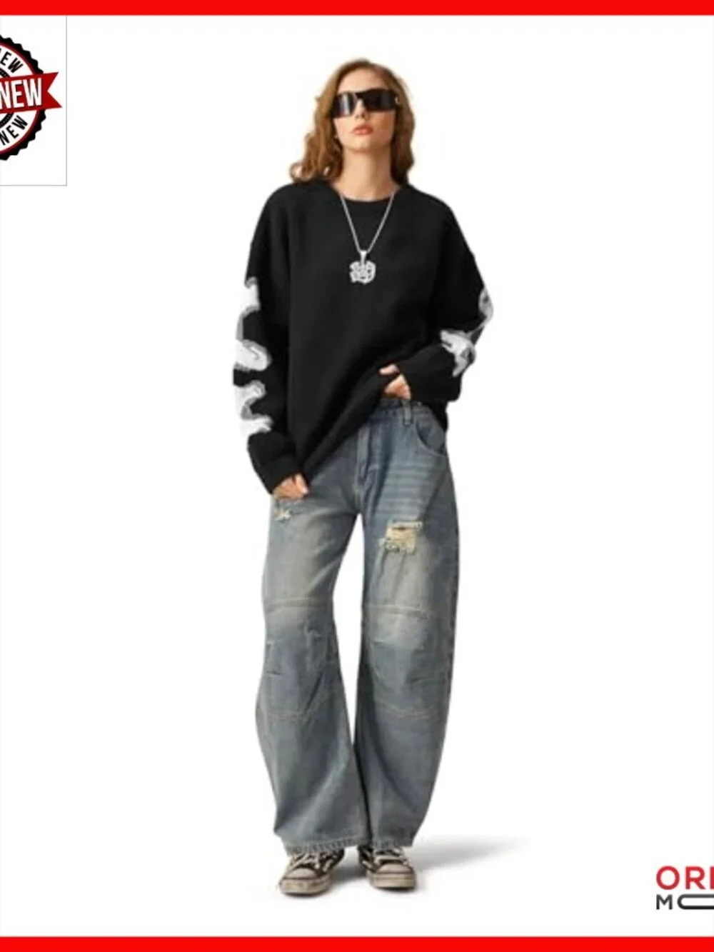 Wide Leg Denim Pants Double Waist Retro Washed Baggy Streetwear Jeans